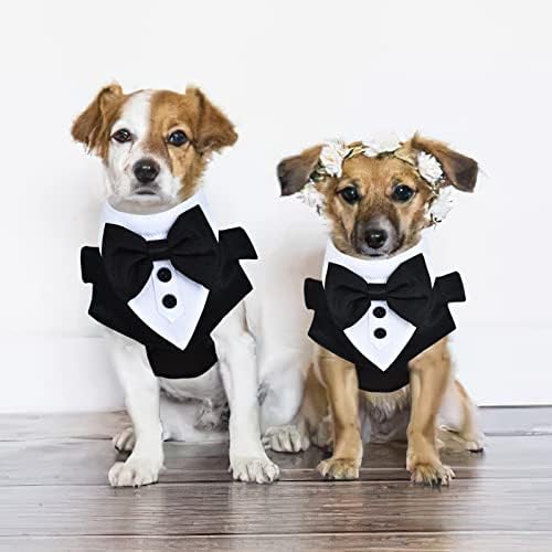 חתונת טוקסידו של כלבים, רתמת חתונה רשמית של כלבים וסט רצועות, כלבים חליפת מסיבות חתונה טוקסידו,