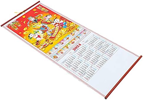 OperitAcx 2024 חיקוי של לוח השנה לגלילה של Rattan נייר גלגל המזלות הסיני