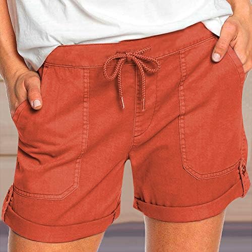 Seaintheson's Saque's Mid Risis Gim מכנסיים קצרים לנשים כיס מכנסיים מזדמנים צבעים המותניים שרוך מכנסיים
