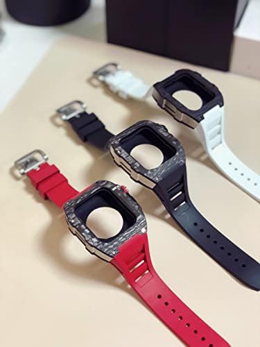 ערכת שינוי חדש לסדרת Apple Watch 7 מארז מתכת 45 ממ+רצועת סיליקון עבור IWatch 44 SE 6 5 4 רצועת גומי
