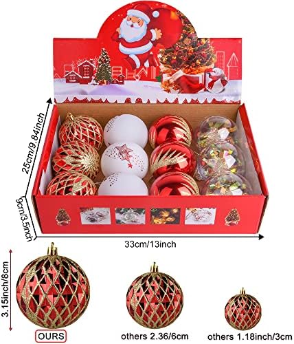 קישוטי חג המולד המסורתיים אדום ולבן - קישוטי חג המולד בגודל 3.15 אינץ