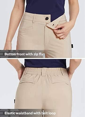 מכנסי גולף לנשים בולף נמתחים 7 טיולים קצרים בקיץ מכנסיים קצרים ברמודה יבש מהיר עם כיסים