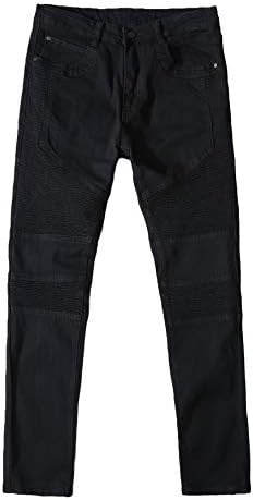 אנגונוול גברים אופנוע קפלים אופנוען קפלים מכנסי ג'ינס נמתחים במצוקה נמתחת מכנסי ג'ינס רזים עם