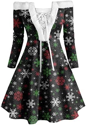 שמלות חג מולד מכוערות של MRGIINRI לנשים מזדמנים 2022 טלאים שרוול ארוך מחוץ לכתף שמלת מסיבה אלגנטית
