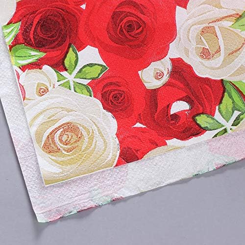מפיות נייר פרחוני-מפיות מסיבת תה חד פעמיות של 100 חבילות, חתונות, ציוד למסיבות מקלחת כלה, דו-שכבות, ורד אדום