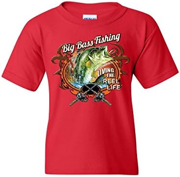 חולצת טריקו של נוער דיג בס גדול חי הדייג של חיי הסליל