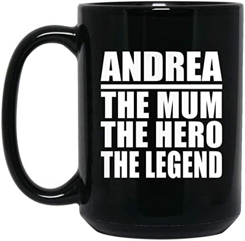 עיצוב אנדראה אמא הגיבור האגדה, 15 עוז ספל קפה שחור קרמיקה כוס תה כלי שתייה עם ידית, מתנות ליום הולדת יום נישואין