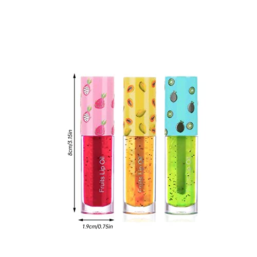גלוס טעמים 3 יחידות פירות סדרת שפתיים שמן זכוכית שפתיים לחות שקוף גלוס פילינג שפתון התבהרות שפתיים קווים