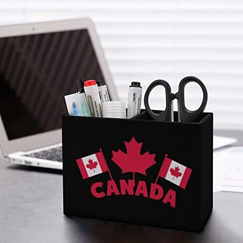 קנדה יום דגלי עור מפוצל עט כוס עיפרון מחזיק כוס מארגן שולחן מקרה שולחן העבודה מכתבים מיכל תיבת עבור בית משרד