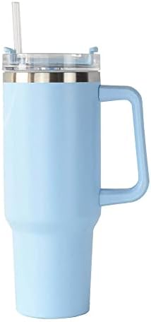 כוס נירוסטה 40 אונקיות עם ידית, ביצועי בידוד תרמי של 12-24 שעות, כוס חישת טמפרטורת תרמוס-לבן
