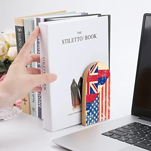 אמריקאי והוואי רטרו דגל עץ תומכי ספרים מודרני דקורטיבי מדף ספרים טרנדי עיצוב ספר פקק עבור בית משרד סט של