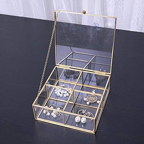 תיבת תכשיטים של סודמוטה קופסת תכשיטים מארגן סגנון סגנון תכשיטים פשוט זכוכית חזה ארבע אבק רשת- מארגן