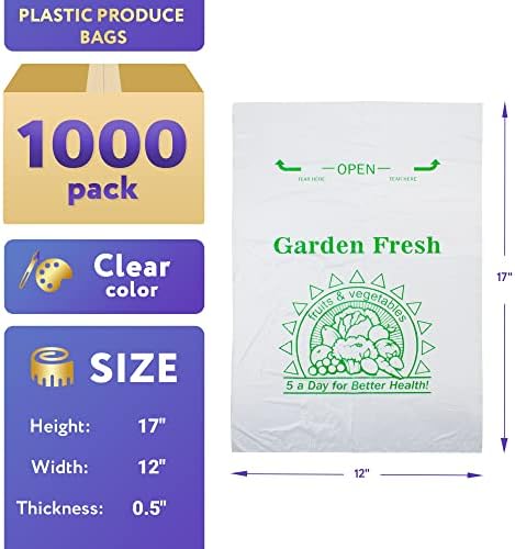 APQ מזון מפלסטיק ייצר שקיות מתגלגל 12 x 17, פולי 1000 יח 'גליל שקיות ניילון למזון, שקיות ירקות, שקיות לחם פלסטיק,