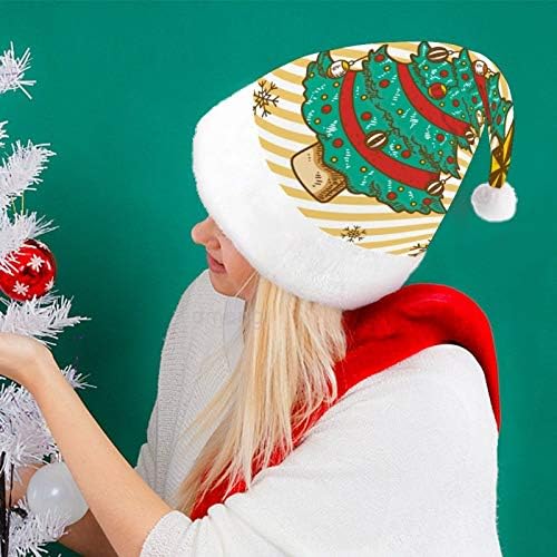 חג המולד סנטה כובע, יפה ירוק חג המולד עץ חג המולד חג כובע למבוגרים, יוניסקס נוחות חג המולד כובעי לשנה חדשה