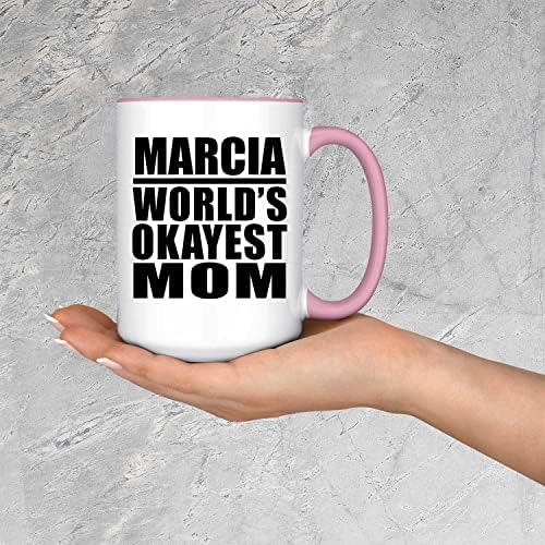 עיצוב אמא הכי טובה בעולם של מרסיה, ספל קפה מבטא 15 עוז כוס תה קרמיקה ורודה עם ידית, מתנות ליום הולדת