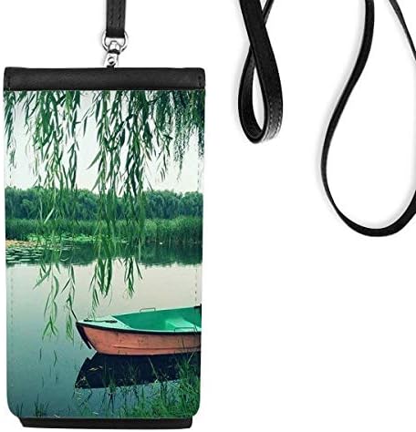 טלפון טלפון טלפונים של אגם סירות ווילו ארנק סמארטפון תלויה עור דמוי עור שחור