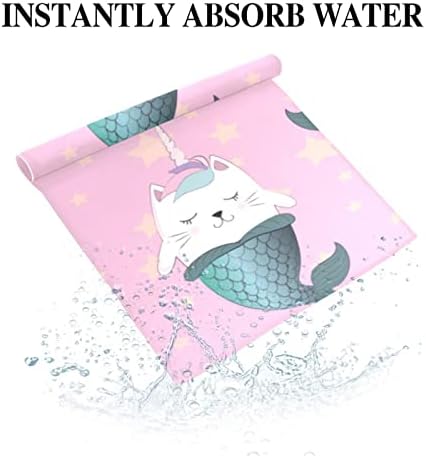 Woshjiuk 2 חבילה מגבות כושר מיקרופייבר, חד קרן בת הים לחתול, מגבת מגבת מגבת סופר סופגת למגבות זיעה של צוואר