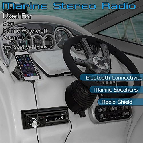 Pyle Wireless Bluetooth Audio Audio Stereo-Kit w/Single DIN SINETION RADIE RADIE, שיחה ללא ידיים, 6.5 'רמקולים