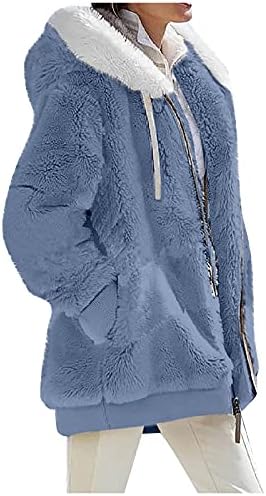 מעילי חורף של נוקמופו לנשים אופנה מזדמנת קטיפה רופפת קטיפה ארוכת שרוול ארוך כיס ברדס נוח מעיל חורף חם