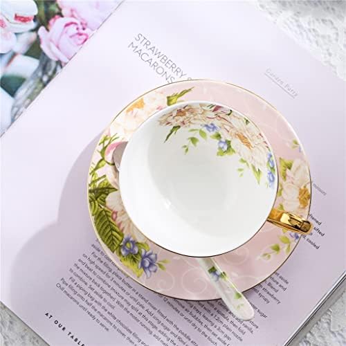 דפוס פרחי הוקאי עצם אירופית סין חרסינה כוס קפה אחר הצהריים כוס תה מתנה למטבח חתונה עם צלוחית וכף