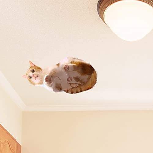 Royolam חתול חמוד מביט למטה מדבקות קיר למשתלת תקרה חתלתול קיר חיה מדבקת קילור נשלף ומקל מדבקות