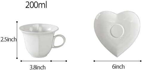צורת קרמיקה לבנה של Mozacona צורת קפה ספל תה עם סט צלוחית, 100 מל