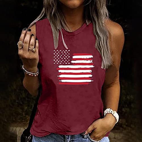 צמרות נשים גופיות דגל אמריקאיות לנשים חולצה פטריוטית 4 ביולי ארהב כוכבי דגל פסים פסים חולצת טריקו ללא שרוולים