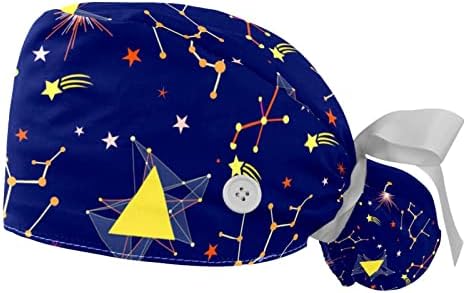 גליטר גלקסי חלל קונסטלציה דפוס כובע עבודה מתכוונן עם כפתורים נשים מחזיק קוקו קישור