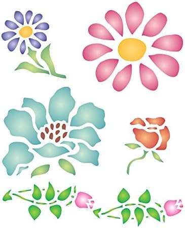 פרח סטנסיל-פרחוני פרחי פלורה שבלונות עבור ציור כרטיסים