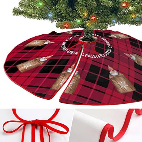 עץ חג המולד חצאית עץ חג המולד, מחצלת קישוטי חג המולד משובצת חג המולד, חצאית עץ פתית שלג 30 x30 למסיבת