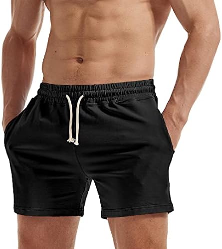 השפעה גברים אימון זיעה מכנסיים 5 אינץ כותנה מזדמן כושר מכנסי ריצה עם כיסים
