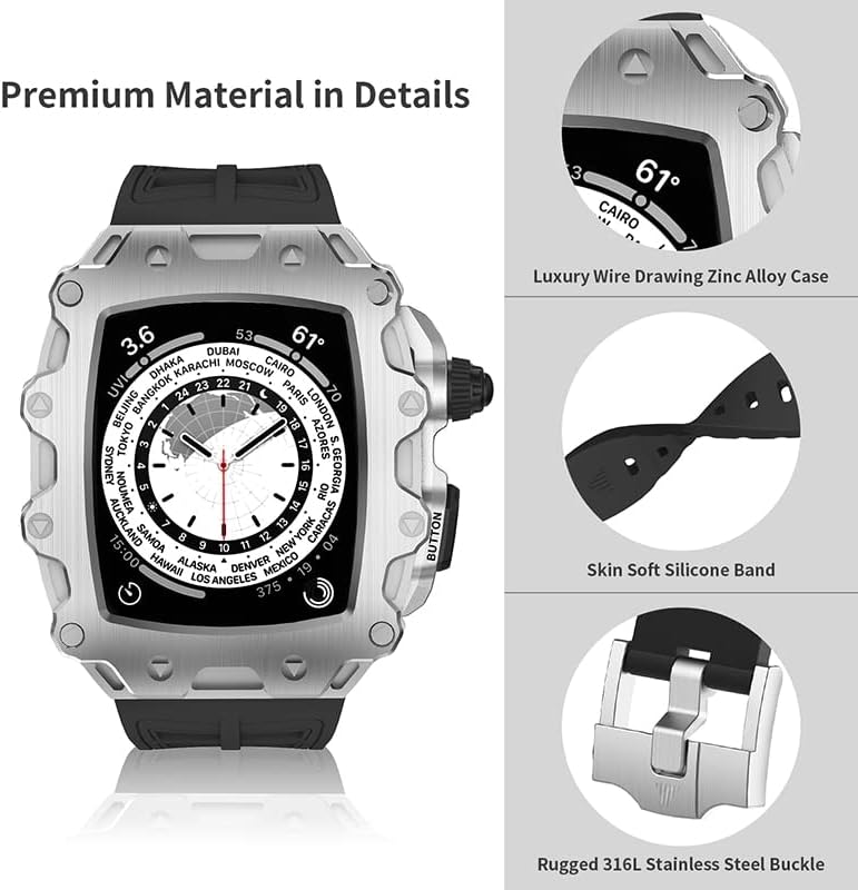 טקסום עבור Apple Watch 44 ממ 45 ממ מארז עם מארז מותאם של פס מתכת עבור IWatch Series 7 45 ממ 6/5/4/SE