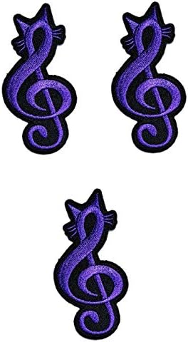 סט טלאים של אוממה של 3 סגול טרבל גיליון סגול מוסיקה מוזיקלית מוזיקלית G מוזיקאי סימן מצויר מדבקת מצוירת