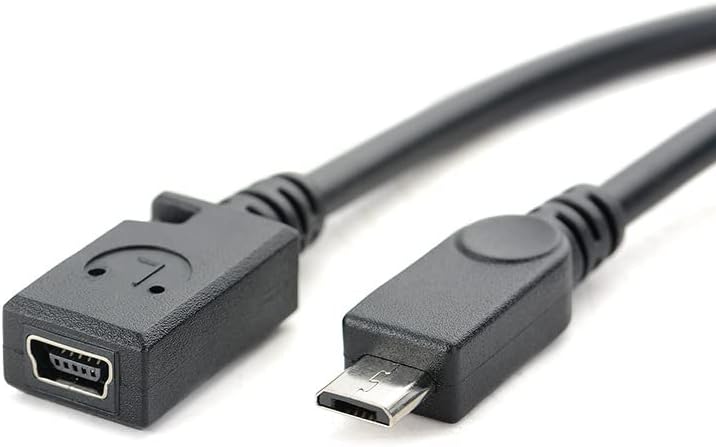 KALLAUDO MICRO USB ל- MINI כבל מתאם USB 8in, מיקרו USB זכר למיני USB כבל הרחבה נקבה מיני USB לטעינה