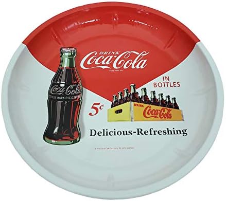 חברת קופסאות הפח קוקה קולה מגישה קערת הגשת פח בגודל 10 אינץ ', אדום ולבן