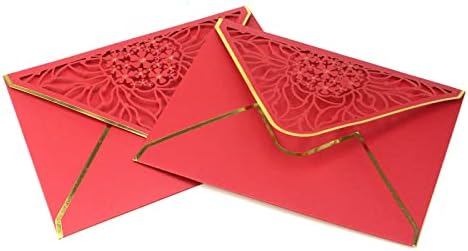 דניטה 10 יחידות 7.55.5 אדום הזמנה מעטפות מגולף עם פרח חלולים עיצובים מעטפת ברכה כרטיס לחתונה