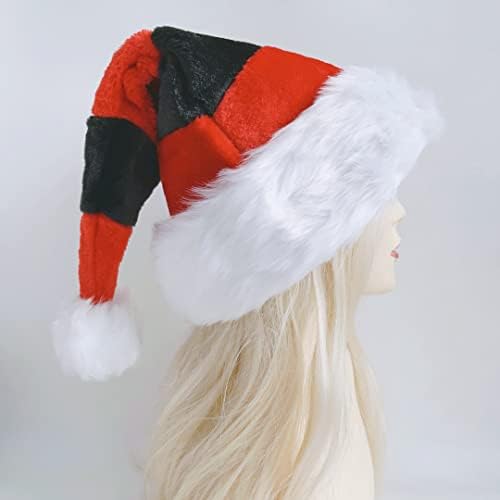 2 חבילה שחור אדום חג המולד סנטה כובע עם זהב פתית שלג פאייטים למבוגרים משפחת חג המולד לשנה חדשה