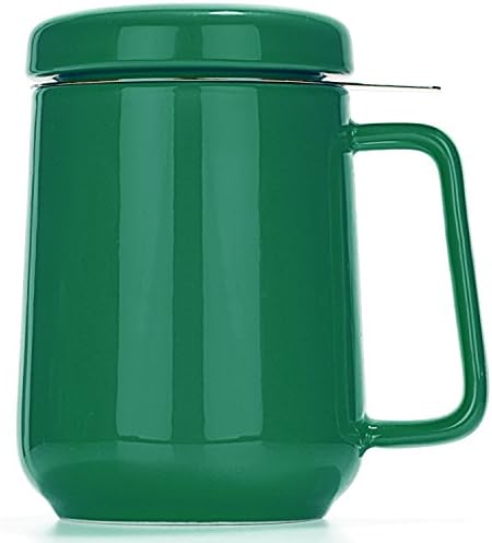 תה - שיא קרמיקה כוס תה ירוק אינפוזר-19 אונקיה-ספל גדול עם מכסה וחליטת נירוסטה-תה-לאחד סט מושלם לשימושים