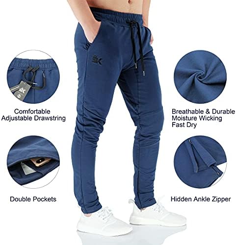 מכנסי ספורט של Brokig Mens Jogger, מכנסי טרניוט רוכסן מזדמנים של מכנסי טרנייל