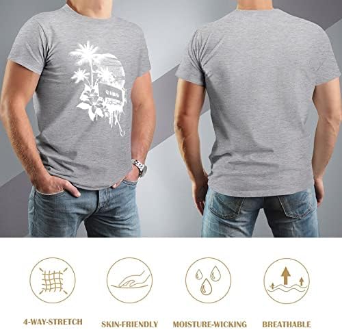 2023 גברים חדשים פשוטים פשוטים אופנה מזדמנים הוואי הוואי קטנים מודפסים עגול צוואר עגול שרוול קצר חולצה