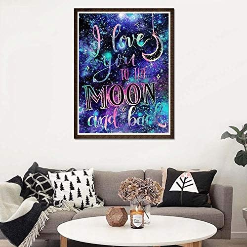 פלורלי אני אוהב אותך לירח ולחזור צלב תפר DIY מקדחה מלאה בציור יהלום תפאורה ביתית