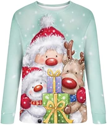 חולצות סווטשירטים לחג המולד של נשים חולצות שרוול ארוך חולצות טרנדיות סוודר סוודר סוודר חולצות נוחות
