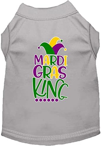 מרדי גרא קינג מסך הדפס Mardi Gras חולצת כלבים בהירה ורוד xxxl