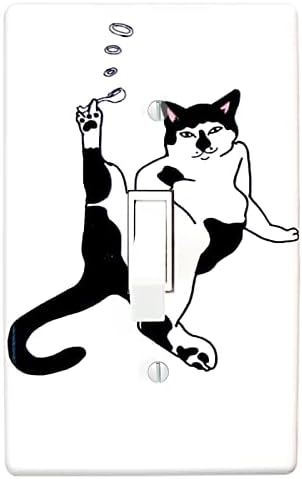 כיסוי מתג אור חתול מצחיק כיסוי קיר מפלסטיק דקורטיבי אמנות יחידה מתג אור מתג כריכה לסלון מטבח לחדר שינה