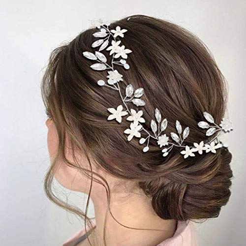 נעים ימים פרח חתונת שיער גפן כסף קריסטל כלה כיסוי ראש פרל הכלה שיער אביזרי עבור נשים ובנות