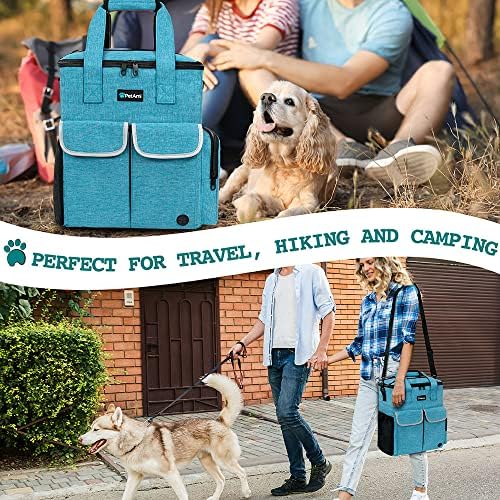 תיק נסיעות לכלבים של פטאמי ציוד לחיות מחמד תיק מארגן נסיעות עם מיכלי מזון כיסי קערות מתקפלים, אביזרי