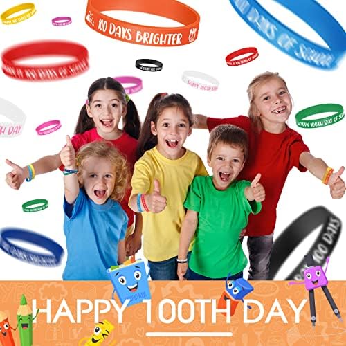 100 יום של בית הספר צמידים צבעוני סיליקון שמח 100 יום צמידים גומי צמידים עבור בני נוער ילדים ילד ילדה