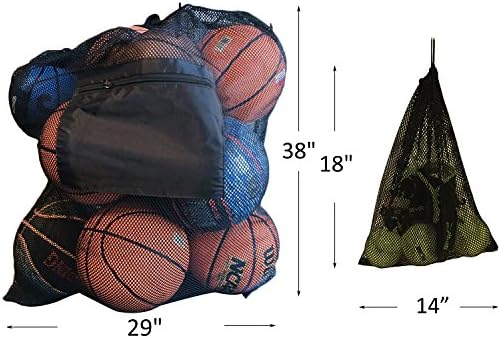 2 שקית כדור רשת חבילה, שקיות ציוד ספורט רשת, חובה כבדה ושריכה עבה במיוחד 29 אינץ 'x 38 אינץ