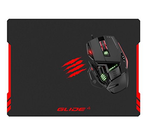 Black Mad Catz Rat8 Wired Wired Mouse Gaming Optical עם משטח משחק Glide 4