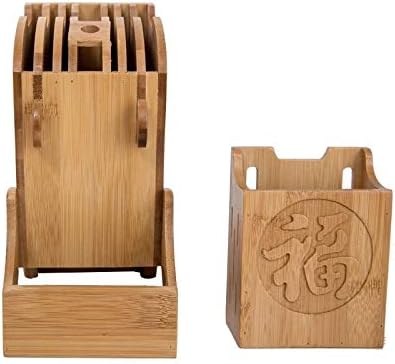 במבוק עץ מטבח סכין מחזיק סיני סגנון תכליתי אחסון כלים סכין אחסון מתלה בלוק אנכי סטנד אבזרים